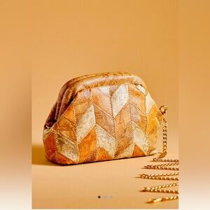 NWT ANTHROPOLOGIE PATCHWORK CLUTCH IN BLUE PATTERN COLOR